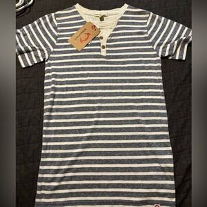 Appaman Boys Heather Navy Stripe Henley Short Sleeve Shirt Size 12 R1HOT-HNS NEW